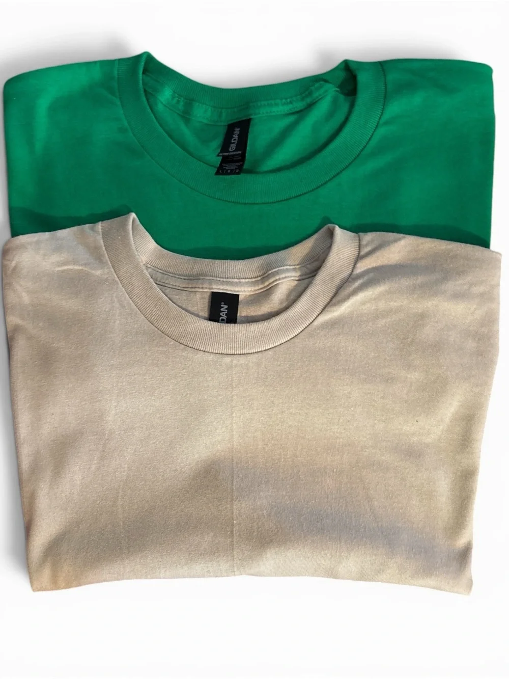 Green and Beige Crewneck T-Shirts - Pack of 2 NWOT 100% Cotton